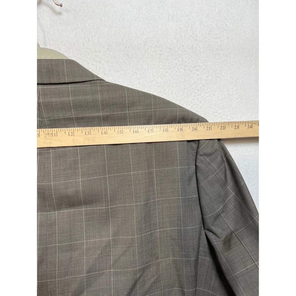 Collection by Michael Strahan Mens Wool Blend Windowpane Plaid Blazer Brown